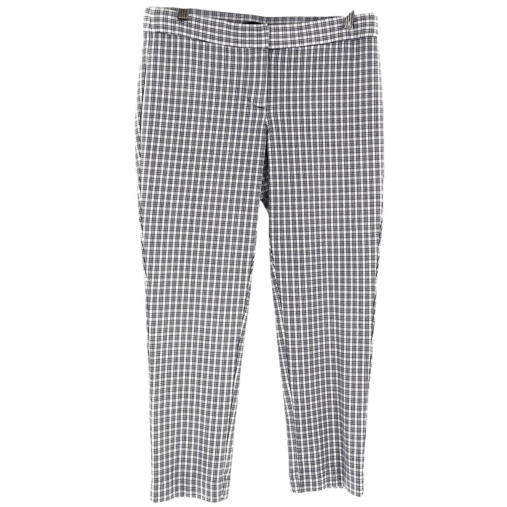 Amanda + Chelsea Capri Trousers Womens 6P White Career Officecore Work‎ Plaid